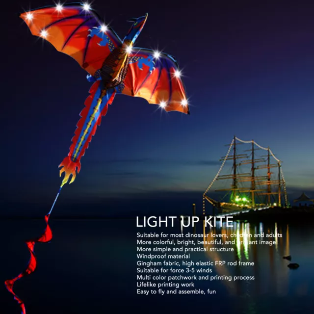 LED Kite Lifelike Printing Luminous High Elastic Frame Super Bright Kite