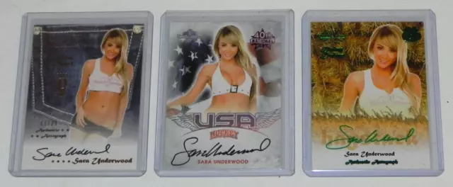 LOT of 3 - SARA UNDERWOOD - Benchwarmer AUTOGRAPH Cards