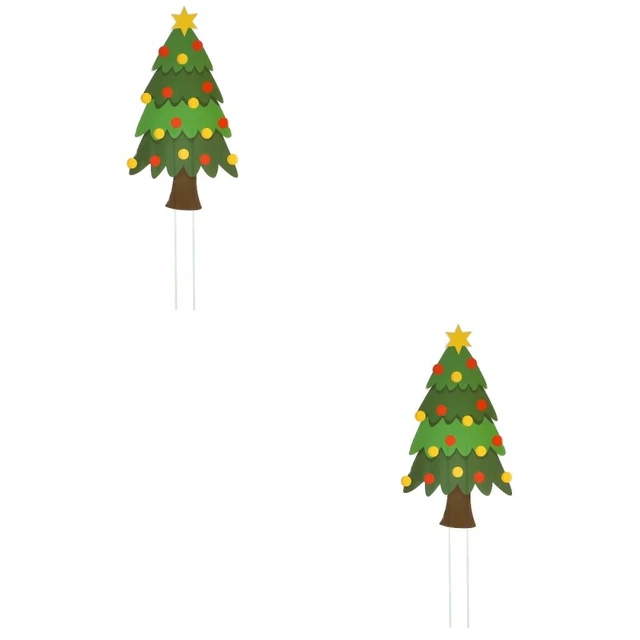 Set of 2 Décorations De Jardin Noël Signe Pelouse D'arbre Métal Bannière
