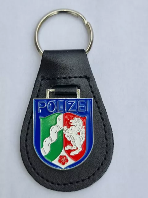 Schlüsselanhänger Polizei NRW, Metall-Leder