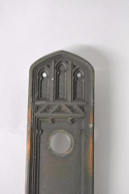 Antique Gothic Revival Cast Brass Door Pull Plate 19 3/4" Tall 2