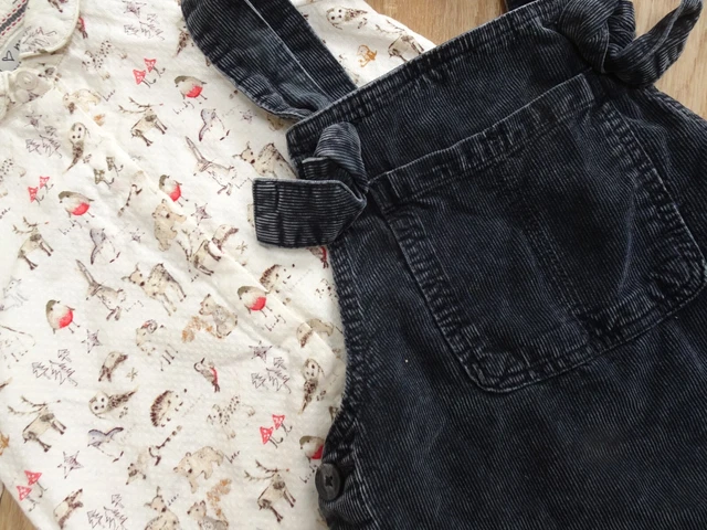 NEXT girls 2 piece cord pinafore dress & long sleeve shirt AGE 5 - 6 / 6 YEARS 2