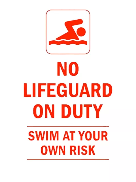 No lifeguard on duty Swim at your own risk vinyl Decal Caution Warning Sign