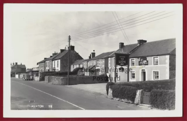 RP Ashton Lion & Lamb pub real photo postcard Breage Porthleven Cornwall