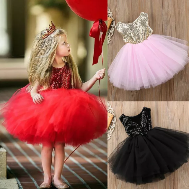 Flower Girl Dress Princess Kids Baby Party Wedding Lace Tutu Dress Gown Fancy