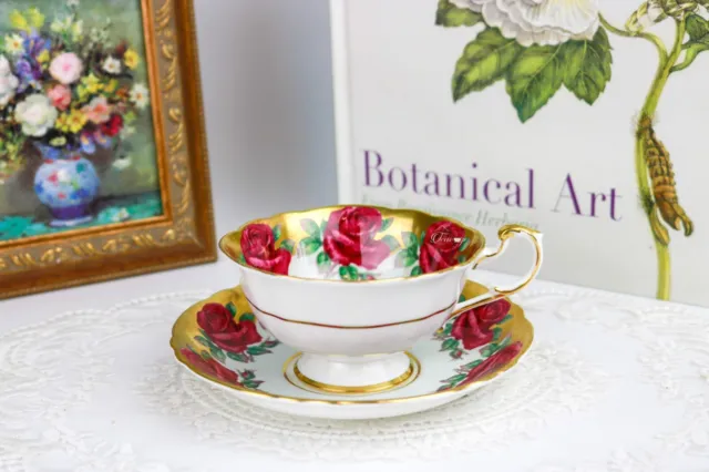 Paragon Cabinet Teacup and Saucer with Vibrant Cabbage Roses Pattern A1437/9