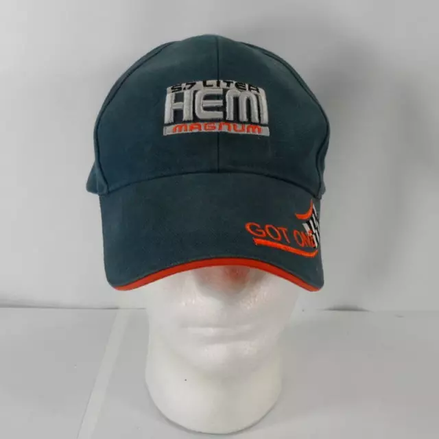 Dodge 5.7 Liter Hemi Magnum Motor Embroidered Green Strapback Cap Hat 2