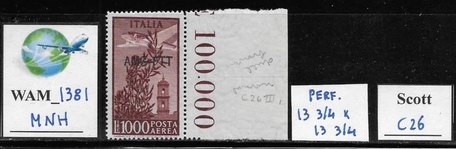 WAM_1381. TRIESTE FTT. 1000 L. 1948 DEMOC. & CAMPIDOGLIO set. Scott C26. MNH