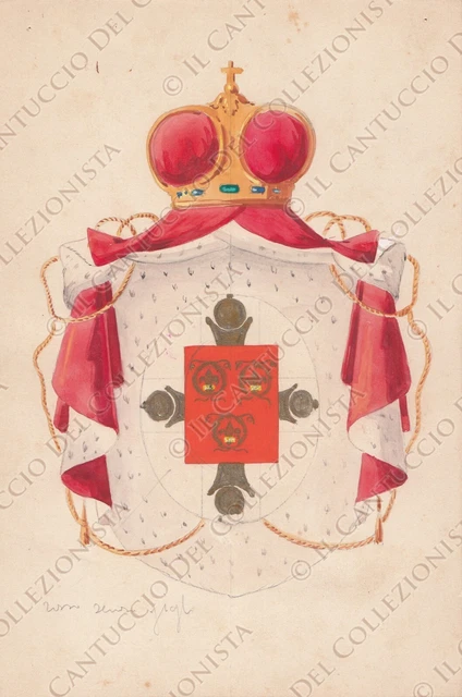 1941 disegno acquerellato stemma nobiliare Franco Grigioni Araldica 2/12