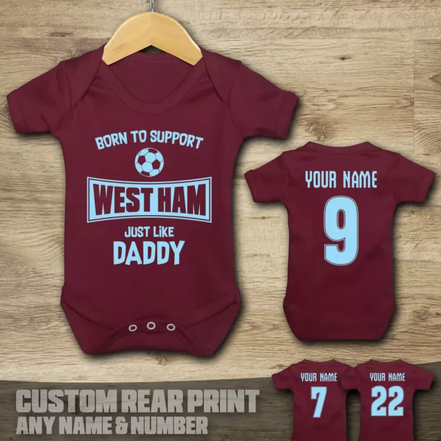 WEST HAM Personalised Baby Vest Suit Grow - Born to Support