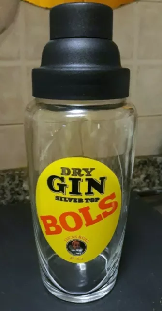Bicchiere shaker cocktail pubblicità dry gin bols di vetro 500ml tappo pvc nuovo