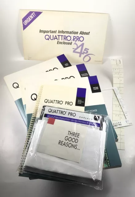 Borland 1990 Quattro Pro For DOS 2.0 Manuals 5.25"  IBM PC XT/AT PS2 Speadsheet