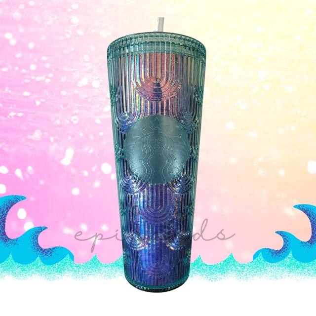 STARBUCKS SPRING 2022 Iridescent Aqua Mermaid Scale Siren Cold Cup