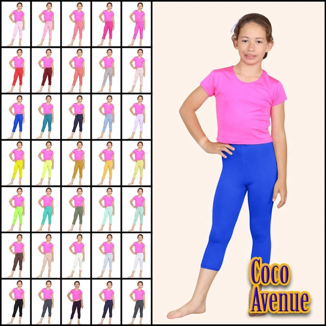 Girls’ Full-Length Leggings – Soft Cotton Sports Leggings For School, Dance, Yoga & Casual Wear – Ages 5-13 Years (Multiple Colors)