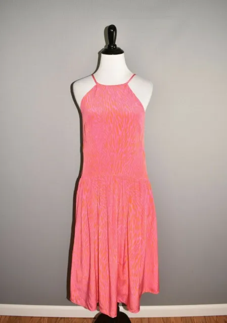 SHOSHANNA NEW $395 Orange Pink Drop Waist Printed Silk Dress Size 0