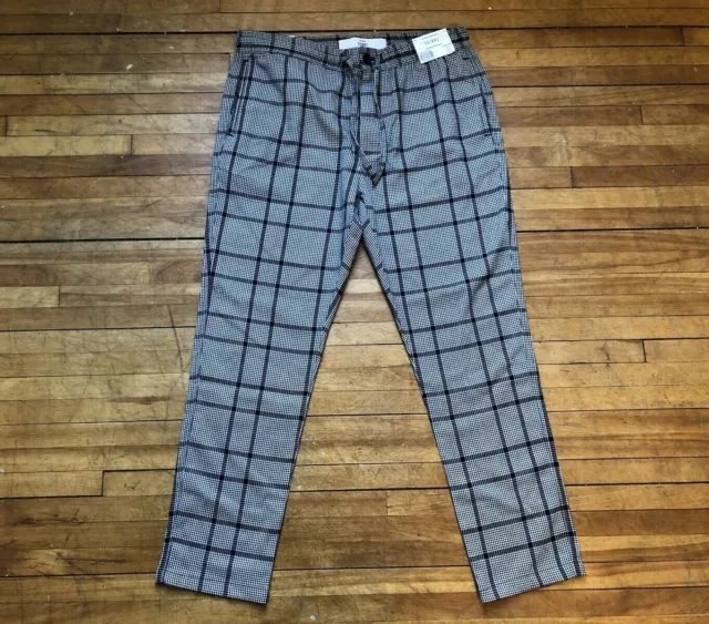 Topman Gray Skinny Fit Dogtooth Joggers Pants S 34