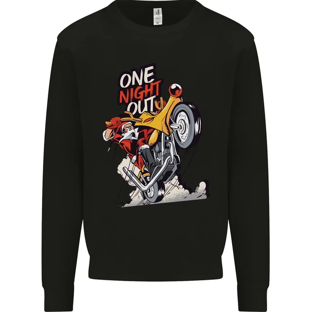 Biker Santa One Night Out Christmas Motorcycle Mens Sweatshirt Jumper