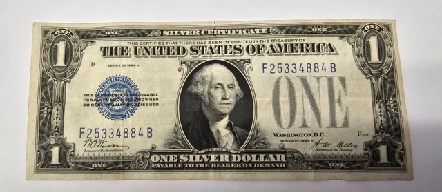 1928-A $1 One Dollar Silver Certificate Funny Back