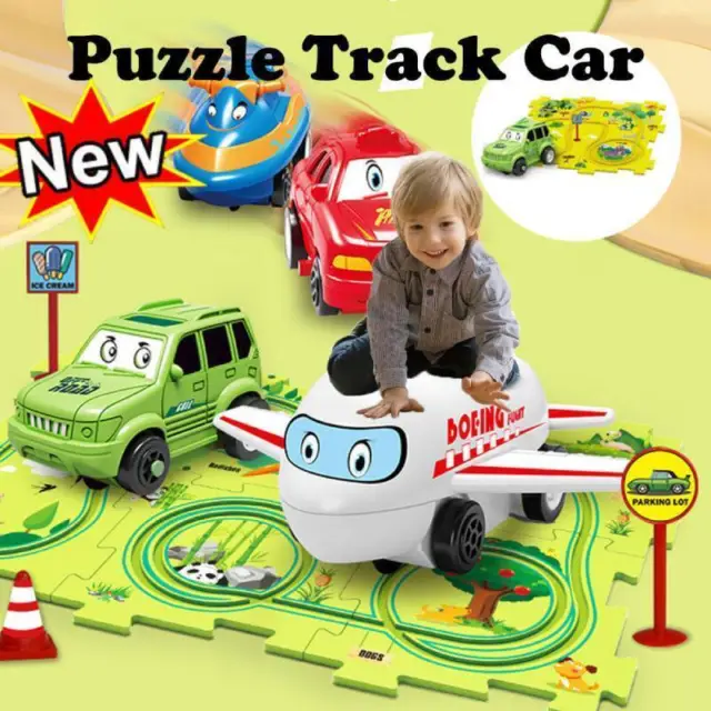 DIY Assembling Electric Trolley Children's Educational Puzzle Track Car Play Set