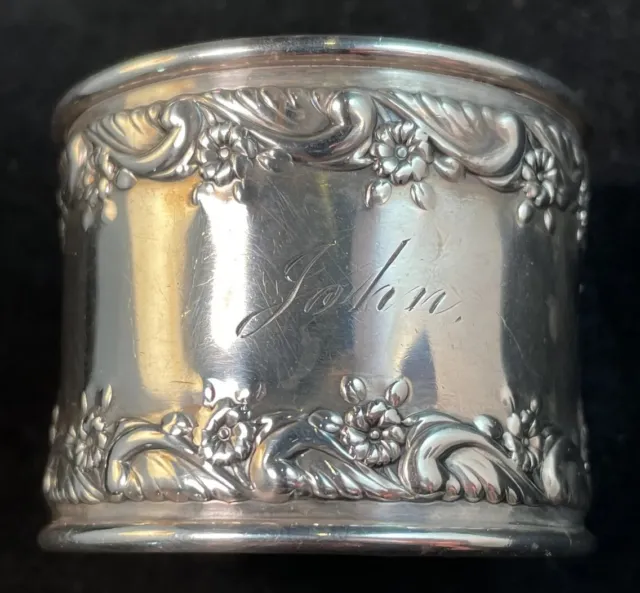 Large Towle Old English Sterling Silver Napkin Ring Name Engraved “John” 8694