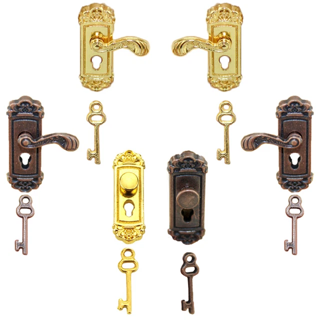 Vintage Miniatur-Türschloss Mit Schlüssel Für 1/12 Puppenhaus – Aus Legierung, 2,4x0,9x0,5 Cm
