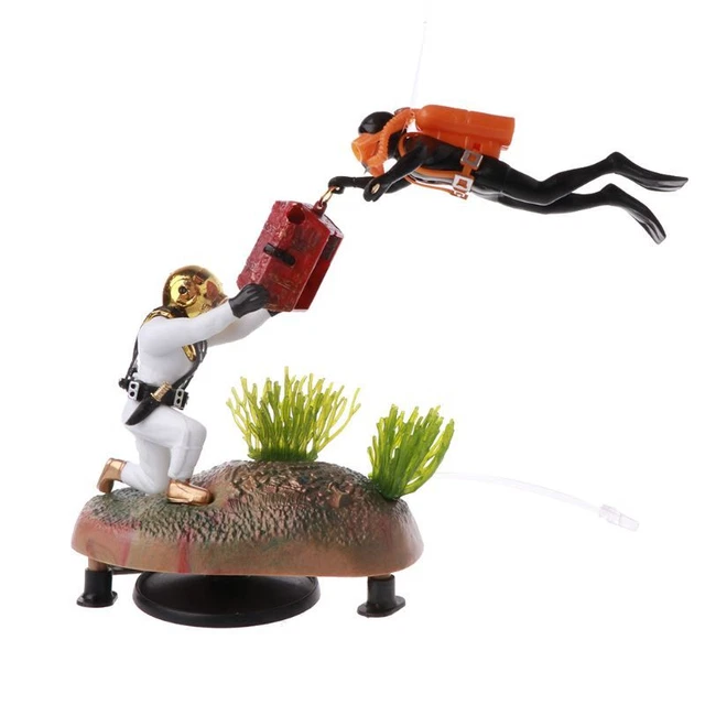 AIR DRIVEN TREASURE Diver Hunter Ornament Aquarium Tank Fish Decor