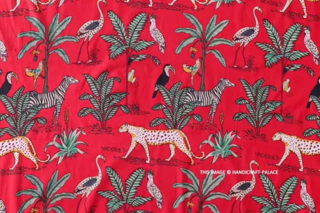Indien Tissu Coton Jungle Imprimé par Le Yard Rouge Femme Robe Tapisserie Tissu