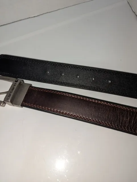 NWT Carhartt Reversible Size 48 Brown / Black Leather Belt 1.5 Wide