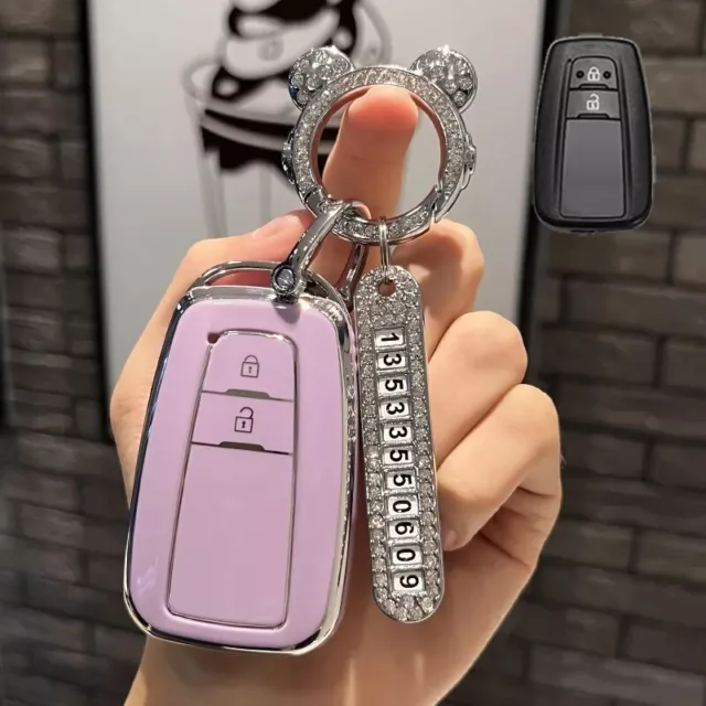 Purple TPU Car Key Case Cover Fob Shell for Toyota Camry Prius Corolla C-HR CHR