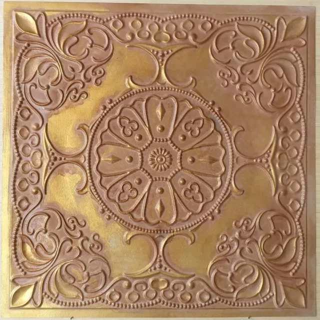 Vintage ceiling tiles faux tin  brown gold decor wall panels PL71 10pcs/lot