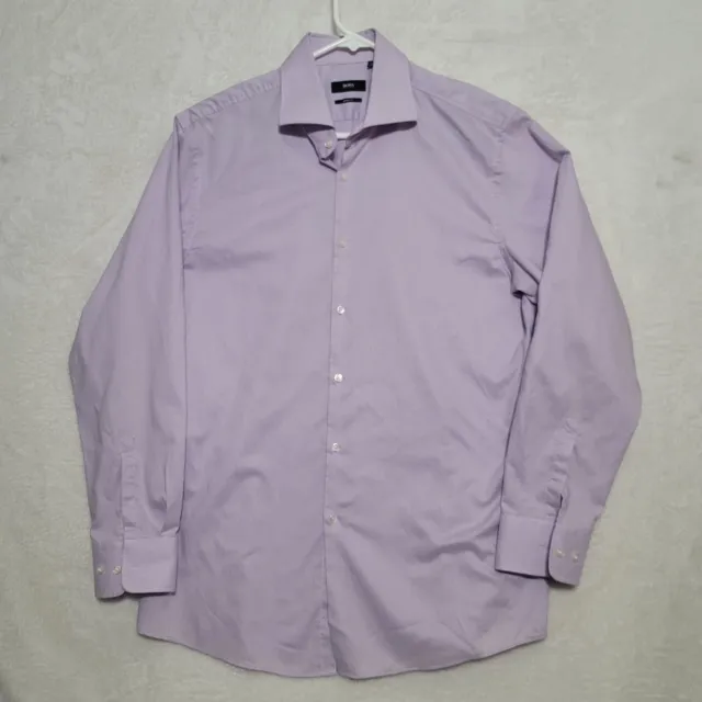 Boss Hugo Boss Mens Dress Shirt Light Purple Sharp Fit Size 17-34/35