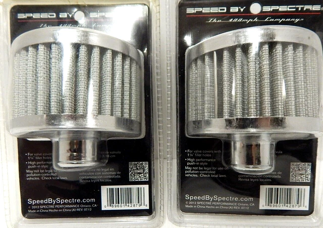 **LOT OF 2** Chrome Extra Flow 1" to 1-1/4" Push In Valve Cover Breather Filter