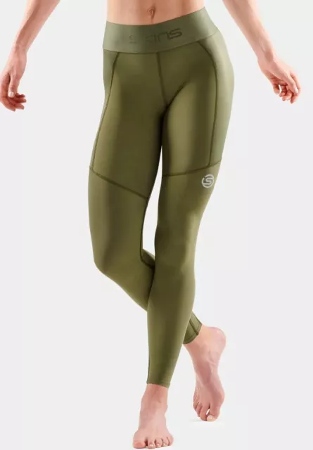 SKINS Compression Series-3 Women's Thermal Long Tights Khaki Small NWT