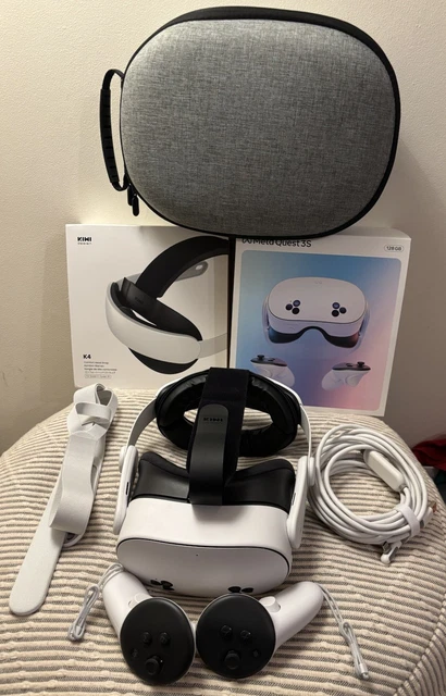 META QUEST 3S Virtual Reality Headset 128GB With Kiwi K4 Headstrap 5m ...