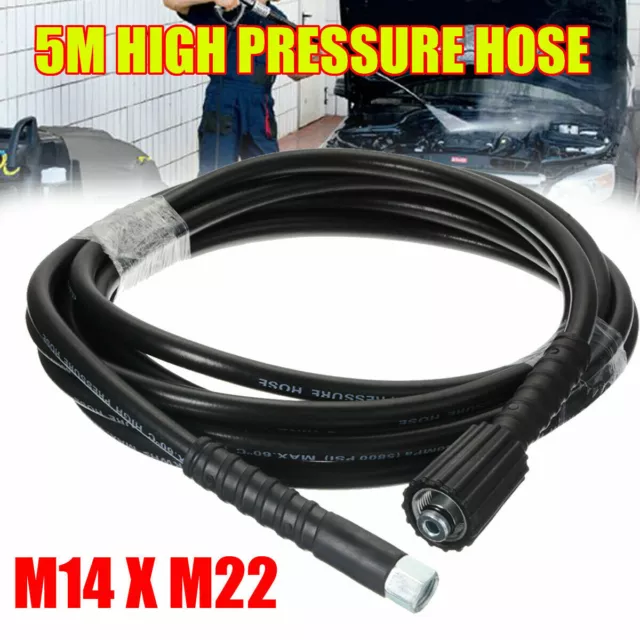 5800PSI 14mm High Pressure Power Washer Hose Jet Wash Lance M14 X M22 Thread