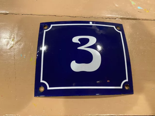 Vintage Style Blue Enamel Porcelain French House Number Door Steel Metal Sign 3