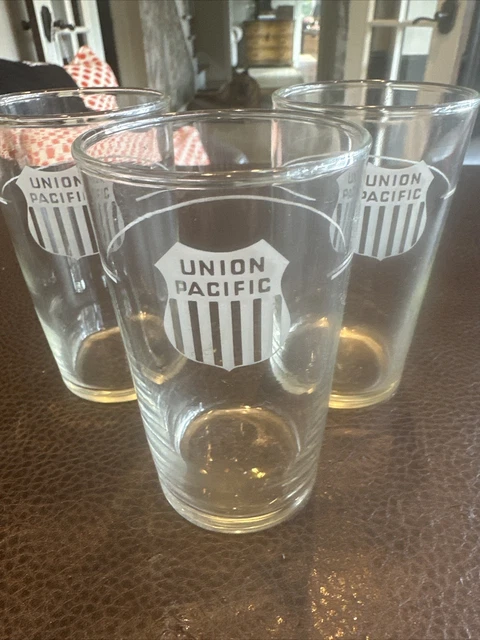 Union Pacific Railroad Juice Glass - 4-1/4" Tall Set Of 3
