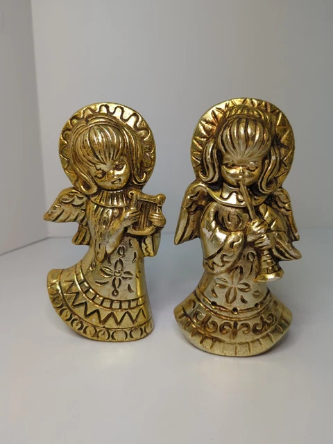 Japan Chalkware Gold Angel Set Vintage