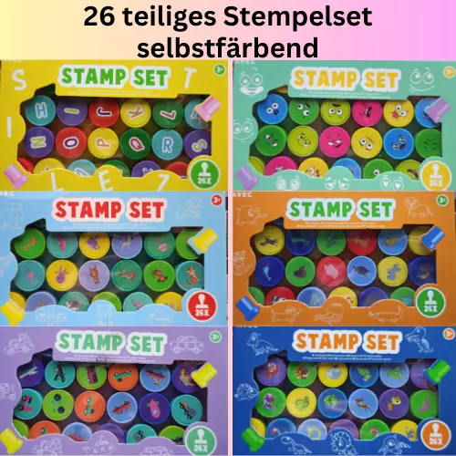 Stempel Set, 26Stück Selbstfärbend, Stamps Self Inking Mitgebsel, Kinderstempel