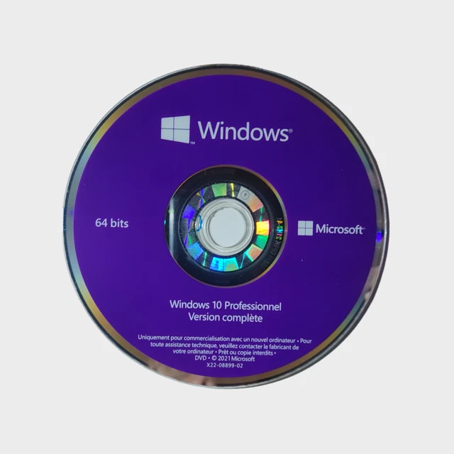 DVD Windows 10 PRO - Version: 21H2 (2021) - 64 bits - FR - ( Sans licence )