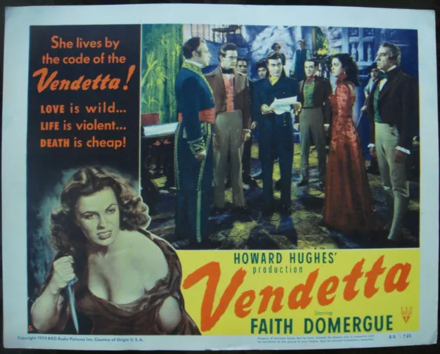 VENDETTA Original US Lobby Card Movie Poster 11x14" Crime Film noir 1950 NM (C9)