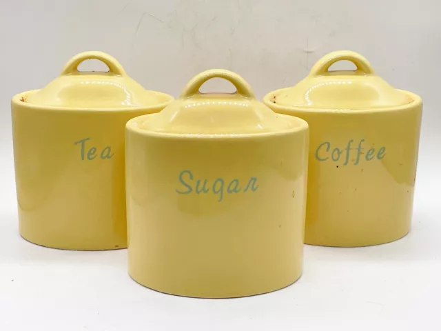 Vintage Ssi 1997 Taiwan Yellow Set Of Tea Sugar Coffee Pots Jars Canister Lidded
