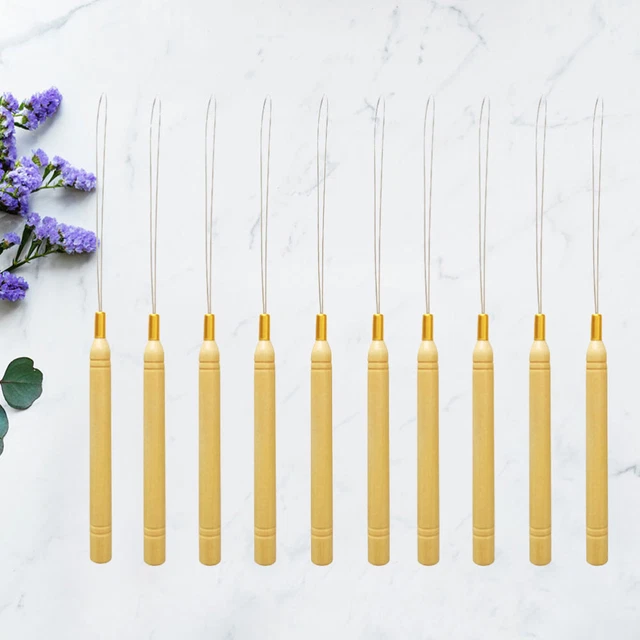 10 Pcs Pulling Needle Hair Hook Extension Threader Tool Crochet Real 2