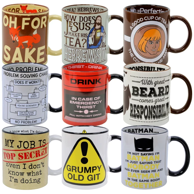 FUNNY NOVELTY MUG. Retro Humour Coffee Cup Funky Cool Unique Gift for