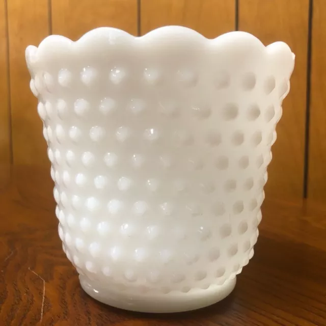 Fire King Oven Ware Hob Nail Milk Glass Pot