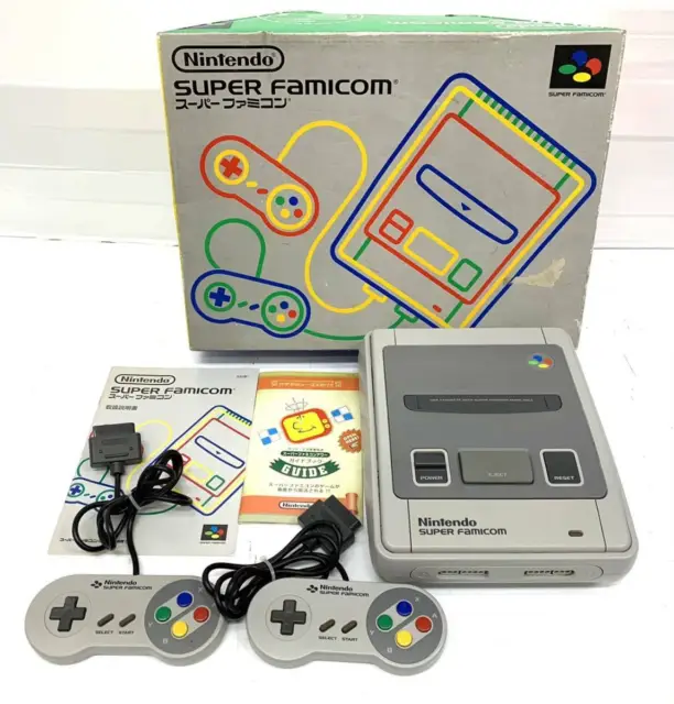 Boxed Nintendo Super Famicom JP -Near Mint Condition!- + 2 SHVC-001 Controllers