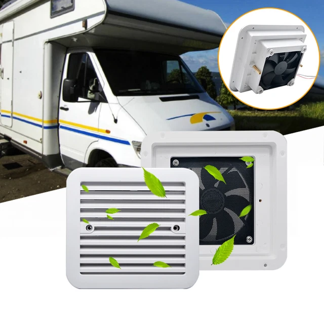 White 12V Shower Roof Hatch LED Lights Vent Exhaust Fan Caravan RV Motor home