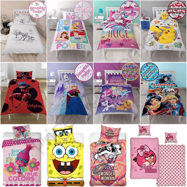 SINGLE DUVET COVER Set Girls Character Disney Princess Peppa Pig