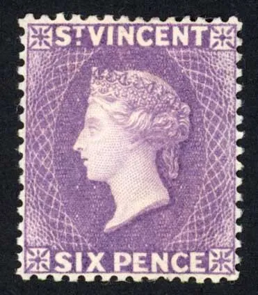 St Vincent SG52 6d Violet Wmk Crown CA M/Mint Cat 180 Pounds