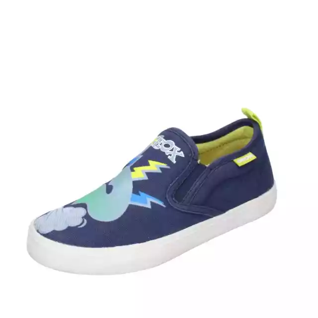 Chaussures Enfant GEOX 31 Ue à Enfiler Bleu Tissu BD52-31